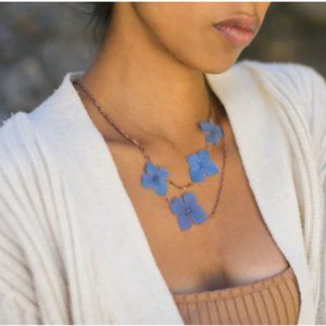 Pressed Hydrangea Necklace 19"